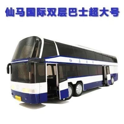 1/50 nuevo Metal fundido a presión de doble capa de larga distantcia autobus de escritorio colección de modelos de juguetes para - Цвет: White