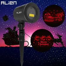Инопланетянин Открытый водонепроницаемый сад лазерные огни проектор движения красный Merry Рождество и Лось сани мультфильм шаблон статическая зеленая звезда