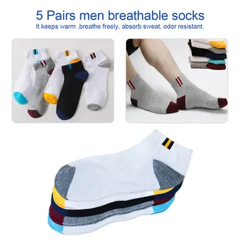 

High Quality Bamboo Men's Socks Casual Breathable Striped Business Short Sock Cotton Homme 5 Pairs Durable Stitching Socks