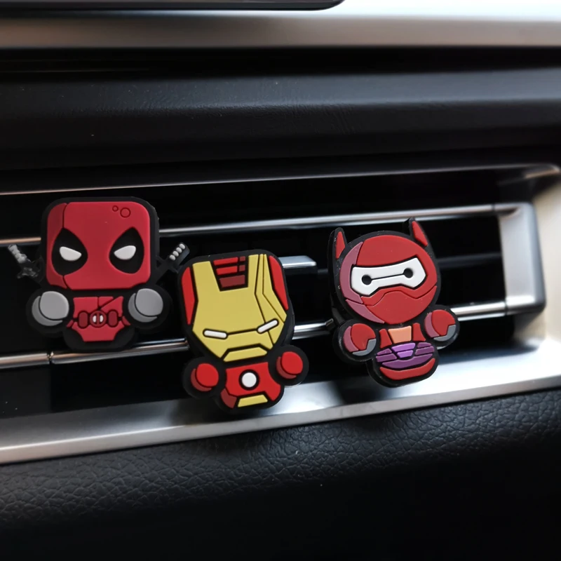 8/12pcs Cute Cartoon Air Freshener Car Perfume for Avengers Marvel Style Air Condition Vent Outlet Clip Car Styling Accessories