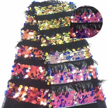 

African Sequins Net Lace Fabric High Quality 2019 Nigeria lace fabrics Embroidery Guipure Mesh Sequined Lace