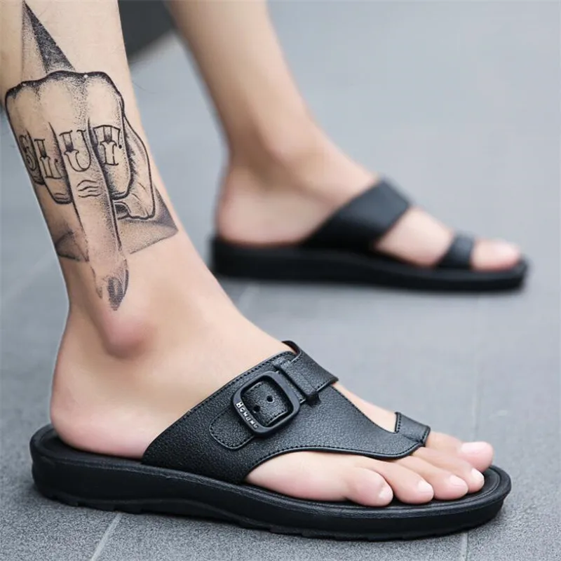 summer men's slippers men's shoes breathable walking beach sports slippers fashion outdoor men's shoes Roman flip flops 44
