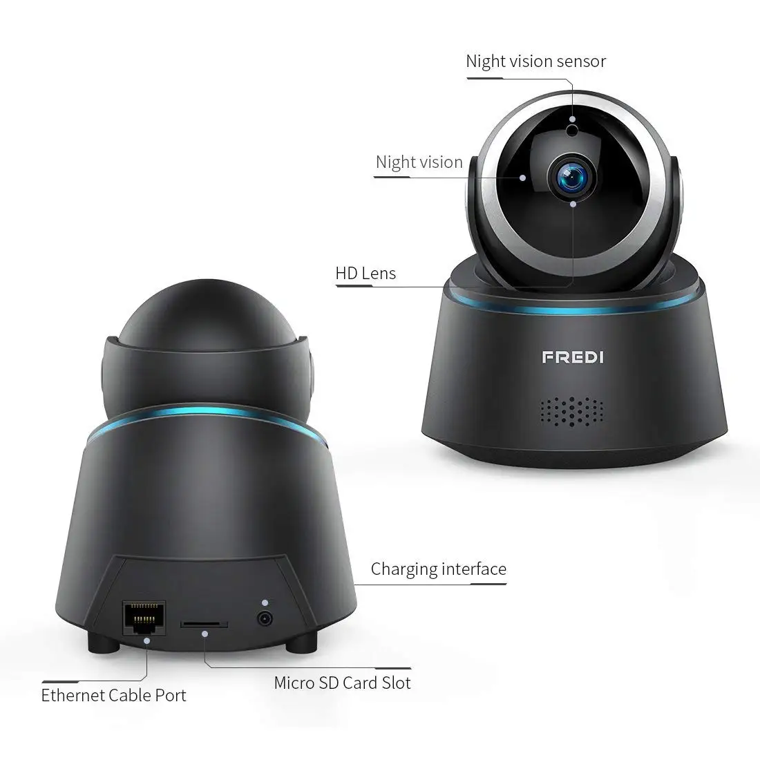 FREDI 1080P Беспроводной Детский монитор WiFi камера безопасности инфракрасное ночное