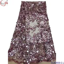 Яркая модная кружевная ткань с вышивкой и блестками для ткани, сумка для обуви CL63930