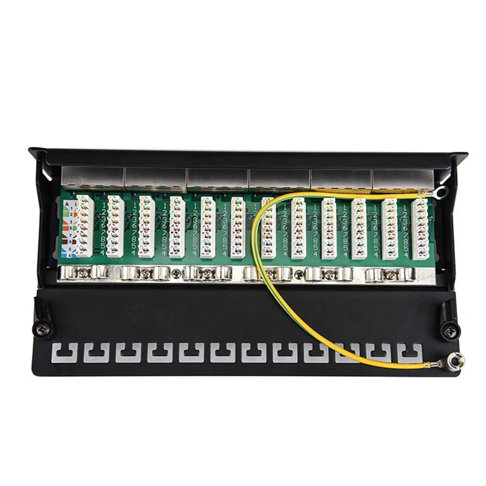 Adaptador de Rede Cat 6a Rj45 Quadro de Distribuição 12-port Painel de Remendo Completo Protegido Desktop Disponível Montagem na Parede Keystone Jack Cabos de computador e conectores - Imagem 4