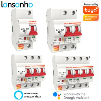 

Lonsonho Smart WiFi Circuit Breaker AC Breaker Surge Protector 1P 2P 3P 4P 16-125A Tuya Smart Life Alexa Google Home Compatible