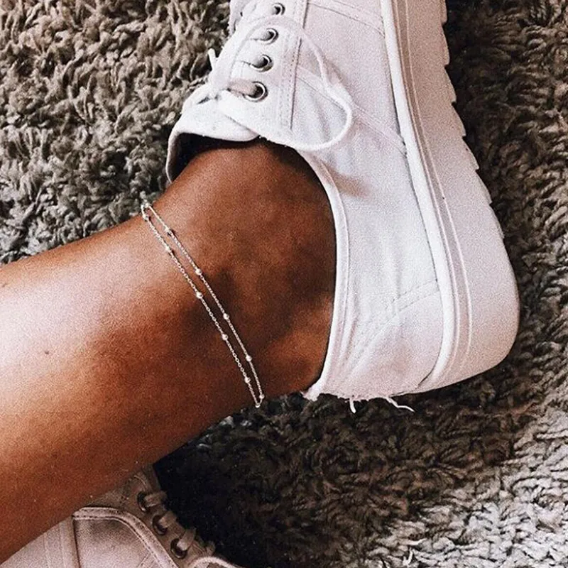 Nuevo verano oro cuenta de Color plata Cadena de tobillo para las mujeres Vintage pie tobillo sandalias de playa Bohemia pierna joyería pulsera al por mayor