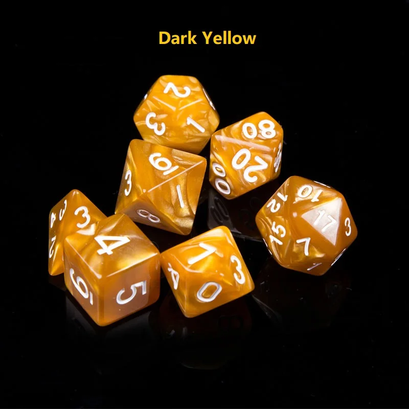 7 шт. в наборе многогранные игральные кости DND набор dadi dados игральные кубики D4 D6 D8 D10 D20 rpg dice dados rol dobbelstenen - Цвет: Dark Yellow