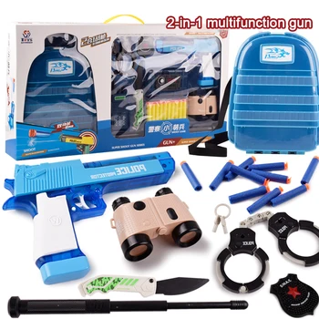 

10pcs Children's Police Set Beach Squirt Gun Toy Military Model Simulation Soft-shelled Gun Outdoor Play Games Boys Toy Gifts