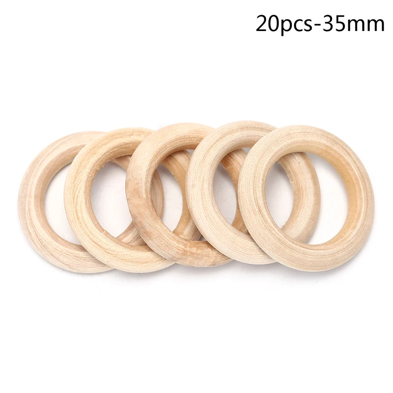 20pcs 35mm 10/20/50 шт натуральное дерево Прорезыватели для зубов деревянные кольца Для детей DIY деревянный ювелирных изделий ремесла разных размеров - Цвет: 20pcs 35mm