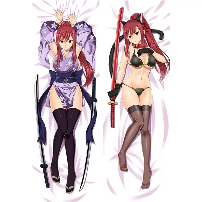 Anime FAIRY TAIL pillow Cover Erza Scarlet Dakimakura case Sexy girl 3D Double-sided Bedding Hugging Body pillowcase FL01 - Цвет: Polyester