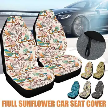 

2pcs Universal Car Seat Cover Front Automobile Protector Mat Washable Soft Fabric Fashion Pattern for Most Auto Cars SUV Truck