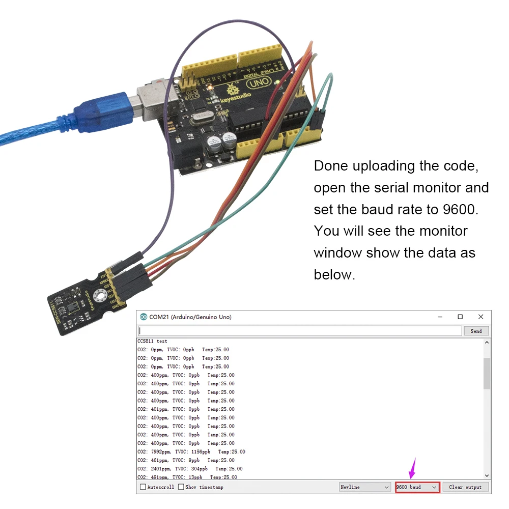 Keyestudio CCS811 Датчик качества воздуха углекислого газа/температуры для Arduino