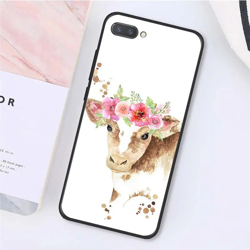Cute Animal Hedgehog Cattle Fox Deer Flower