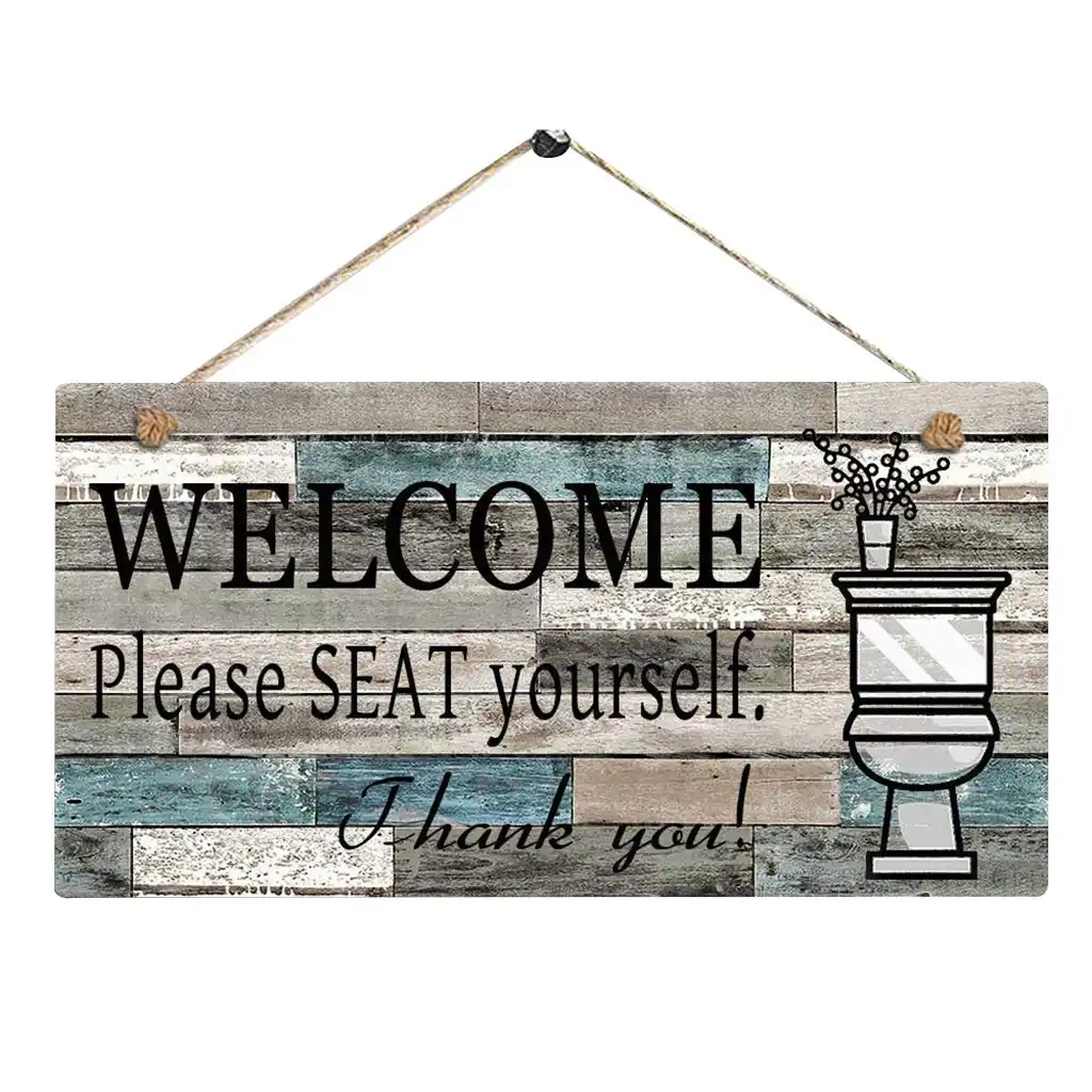 Vintage Wooden Open Closed Welcome Please Seat Yourself Printed Plaque Sign Wall Hanging Welcome Sign Bathroom Door Wall Decor Wall Stickers Aliexpress