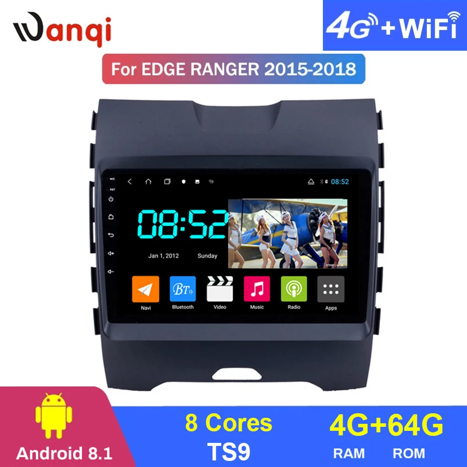 Android 8.1 CAR DVD 1din multimedia Navi system for Ford EDGE 2015-2018 car gps navigation stereo Wifi head unit BT SWC WIFI | Автомобили