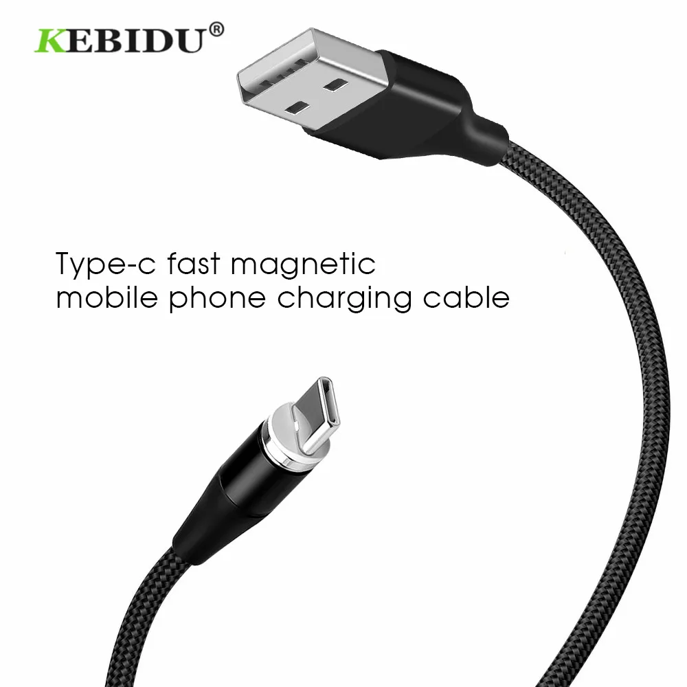 

KEBIDU 3A Magnetic Cable Fast USB Charging Type C Phone 360 Rotation Magnetic Data Cable For Iphone X XR Charger For Samsung