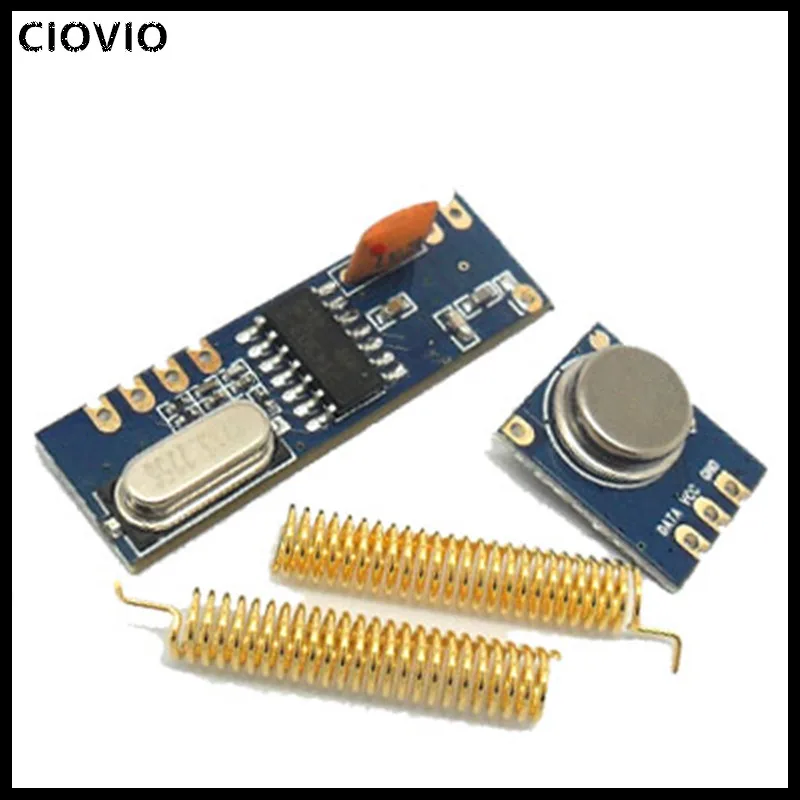 251 CIOVIO 2Sets 433MHz 100 Meters Wireless Module Kit ASK Transmitter STX882 + ASK Receiver SRX882 + 2Pcs Copper Spring Antenna