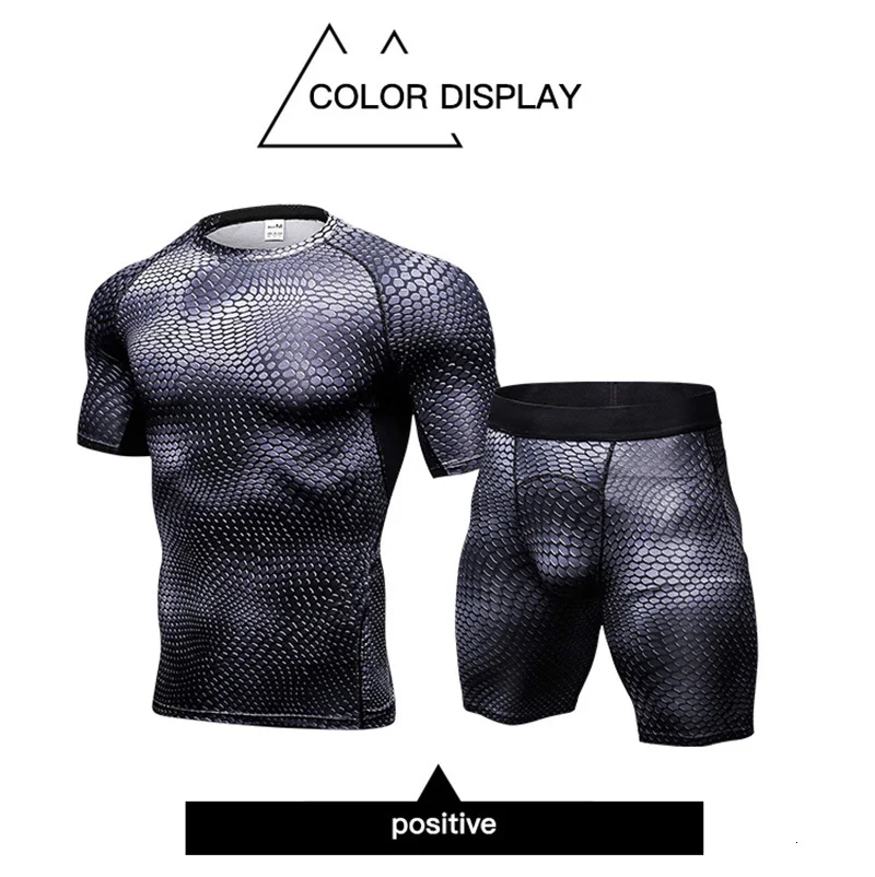 Yel, 2 предмета, спортивный костюм для мужчин, футболка с коротким рукавом+ шорты для фитнеса, облегающий набор для бега, быстросохнущая компрессионная Мужская спортивная одежда