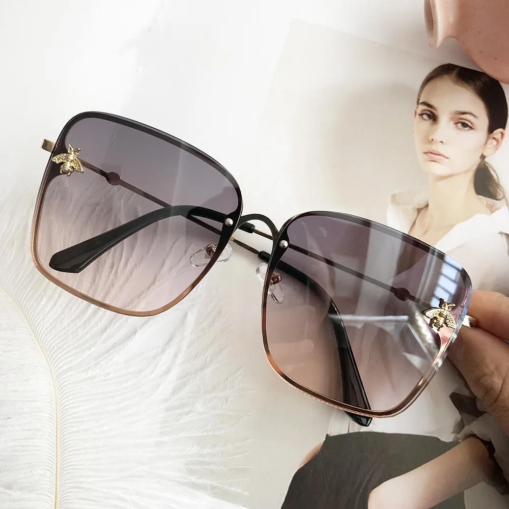 Квадратные женские солнцезащитные очки, модный бренд, без оправы, винтажные Оттенки для женщин, роскошные женские очки, сексуальные коричневые солнцезащитные очки для женщин, UV400
