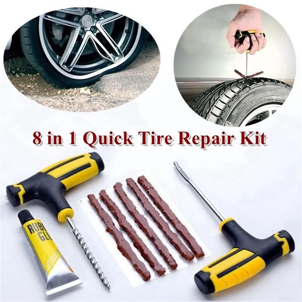 

8pcs Car Tire Repair Tool Tire Repair Kit Studding Tools Auto Motorcycle Tubeless Tire Tyre Puncture Plug Garage Car Accessories