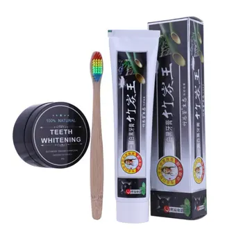 

Activated Carbon Teeth Powder Rainbow Toothbrush Bamboo Charcoal Toothpaste Set To Remove Teeth Stains
