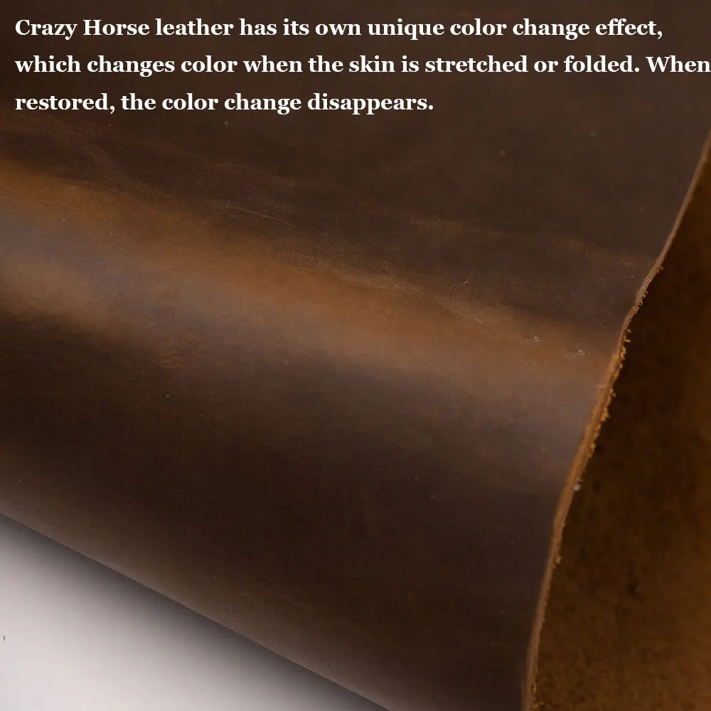 Genuine leather crazy horse skin Brown tanned cowhide yellow brown genuine leather piece thick cow hide First Layer 1.8 to 2 mm leather fabric leather material