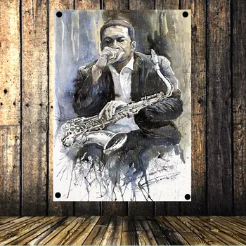 

Retro Valance Rock and Roll Flag Band Lead Singer Portrait Poster Banner Oil Painting Tapestry Bedroom Music Studio Decor C3