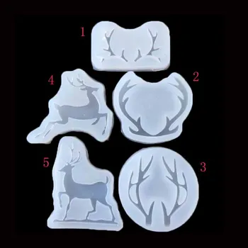 

1pcs Deer and antlers Liquid silicone mold DIY resin jewelry pendant necklace pendant lanugo mold resin molds for jewelry