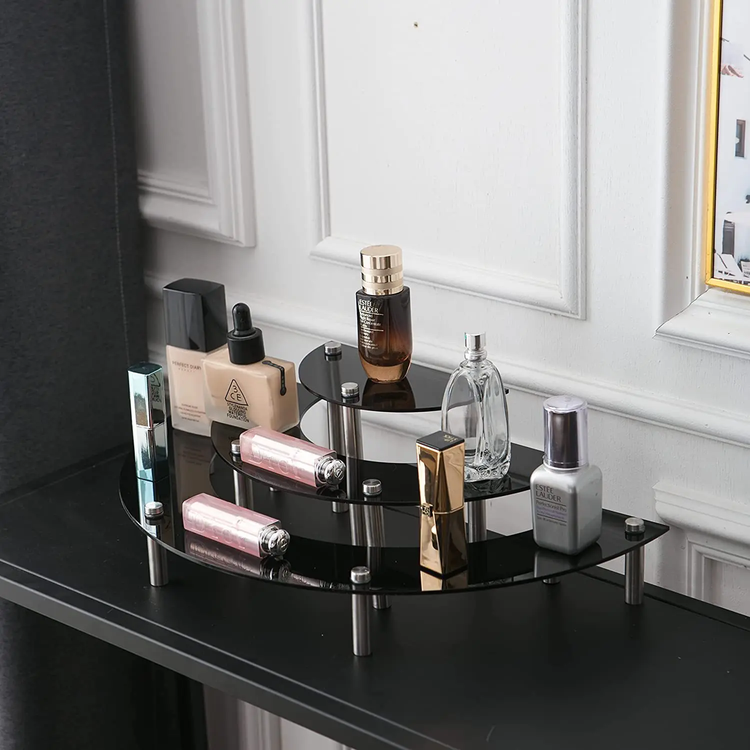 Présentoir à Bijoux En Acrylique Noir 4 Pièce Présentoir à 4