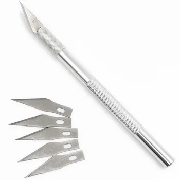 

Cake Tool Blades Non-Slip Metal Scalpel Cake Fruit Engraving Craft Knives Cutter Detachable Blade Carving Pen Cutter 5Pcs Blades