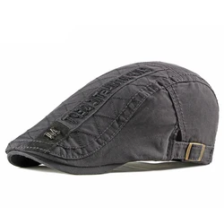 Unisex Retro Embroidered Herringbone Beret with Visor - Adjustable 55to60cm (Gray1)