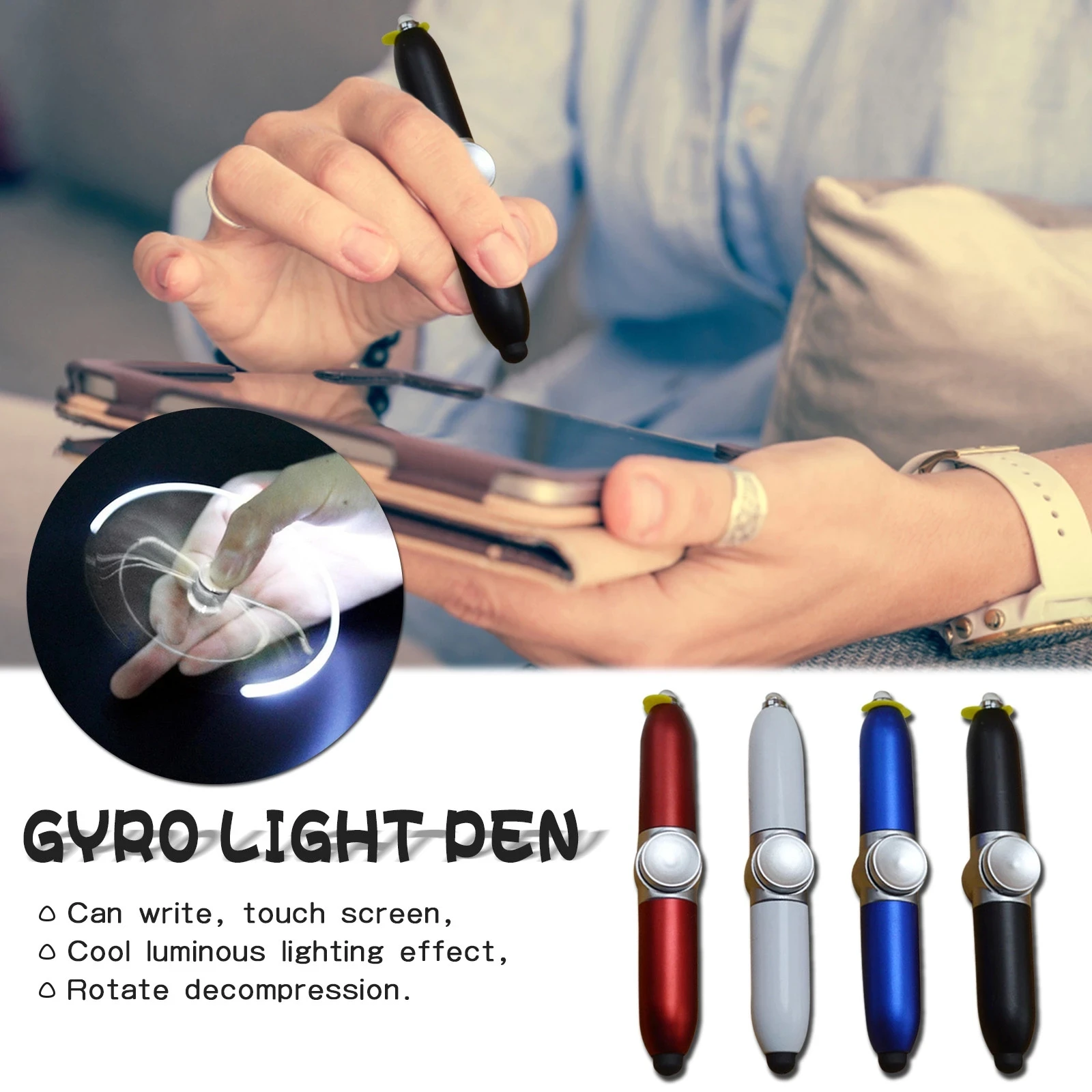 1PC-Gyro-Pen-LED-light-Ballpoint-Pen-Rotating-Spinning-Gaming-Pen ...