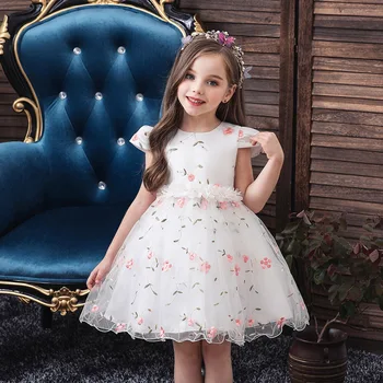 

0-5Y Flower Newborn Toddler Baby Kid Girls Dress Cute Embroidery Tulle Tutu Party Wedding Birthday Dresses For Girls Summer