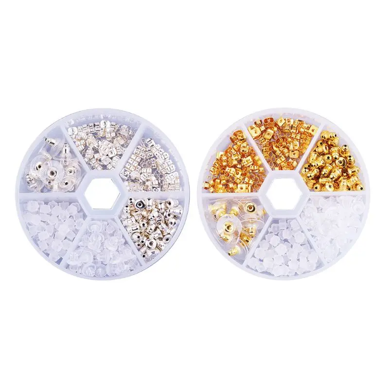 

260 Pcs Plastic Box Earring Safety Back Stoppers Stud Plugs Ear Post Set Mixed DIY Jewelry Making Accessory