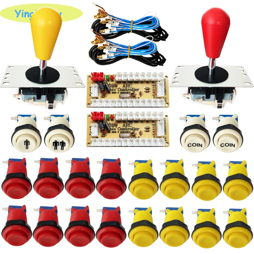 2 player arcade joystick kit zero delay mando usb encoder happ type button to PC Raspberry PI 