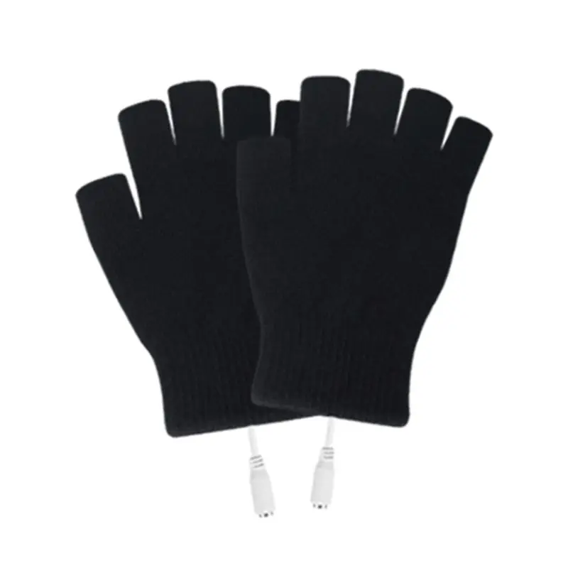 Моющиеся вязаные полосатые перчатки с питанием от USB без пальцев, перчатки с подогревом, рукавицы-трансформер для компьютера, зимние теплые перчатки для рук на открытом воздухе