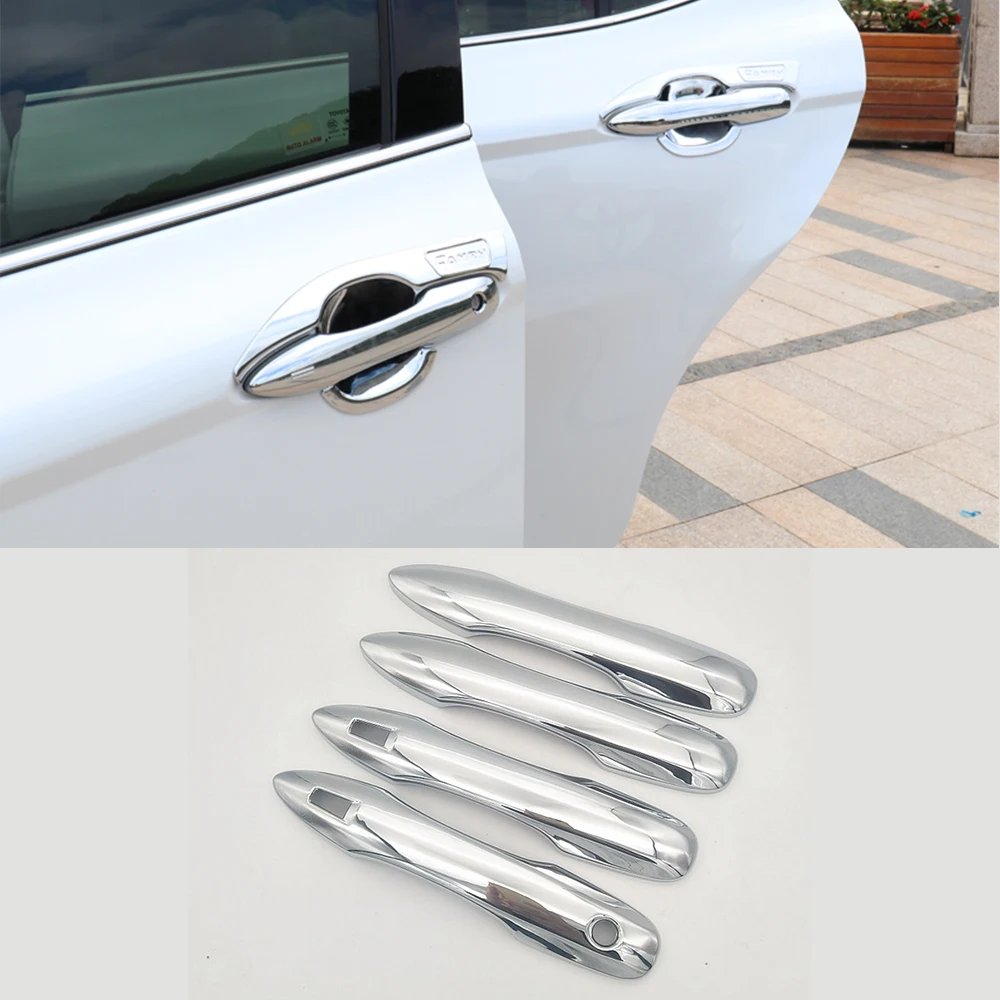 

For Toyota Camry 70 XV70 8th MK8 2018 2019 Car Door Handle Wrist Decoration Covers Trim Chrome Stickers Car Styling Accessories