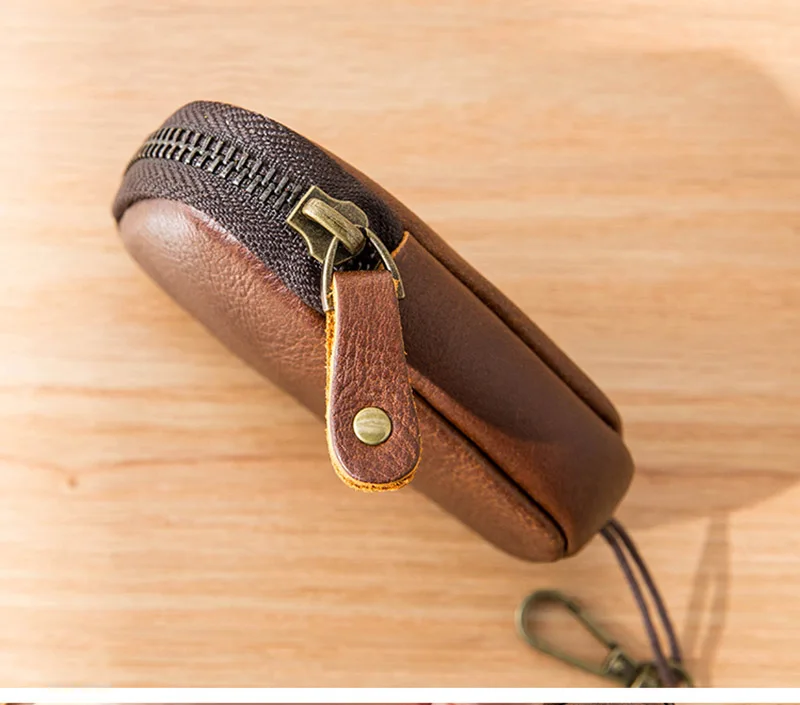 AETOO ручной работы в винтажном стиле; кожаная мужская и женская сумка для ключей, голову кожаная сумка для ключей, вертикально открывающийся чехол GM Ключ нулевой бумажник