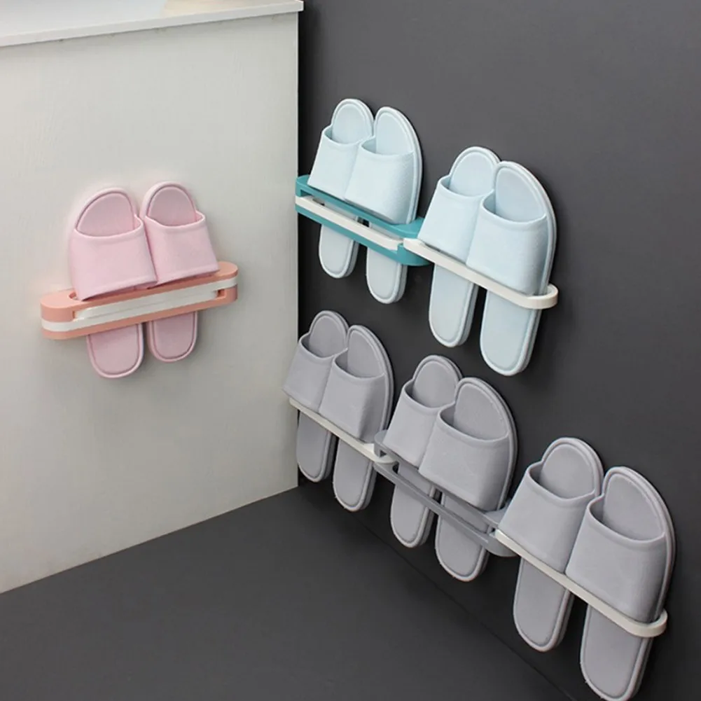 Складной держатель для тапочек в ванную комнату настенный органайзер обуви