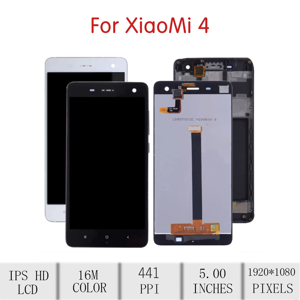 5," для Xiaomi Mi 4 lcd кодирующий преобразователь сенсорного экрана в сборе для Xiaomi Mi 4 дисплей с рамкой Замена M4 двойной экран