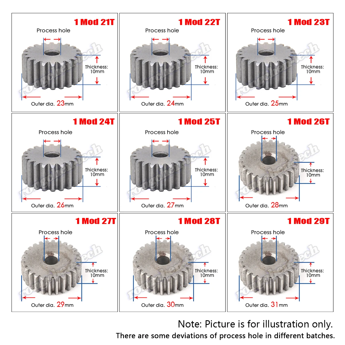 21T 22T 23T 24T 25T 26T 27T 28T 29T Mod 1 зубчатая передача толщина 10 мм-45 # зеркальная |
