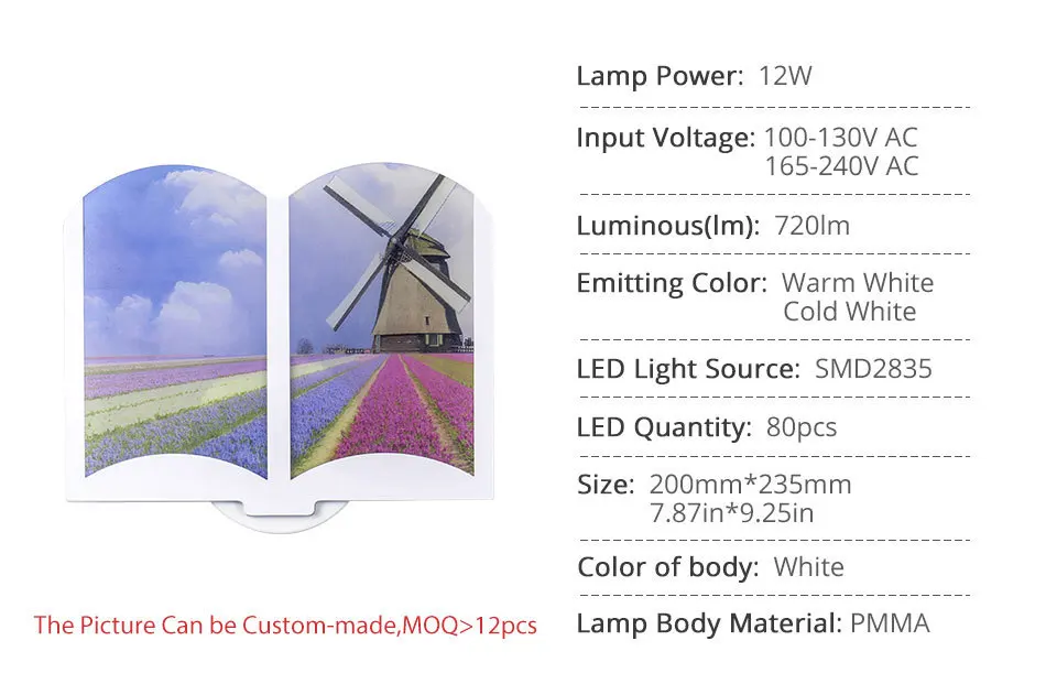 80PCS 12W Novel Indoor Wall Lamp100-130V165-240V Night Reading Light Sconces Kitchen Bedroom Lights Interior Night Light (8)