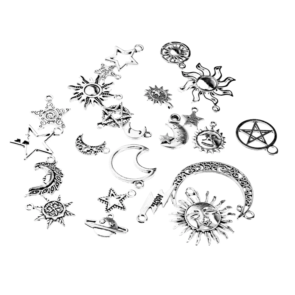 Pack of Moon Star Craft Supplies Collection Charms Pendant for Crafting, Jewelry Findings Making Accessories
