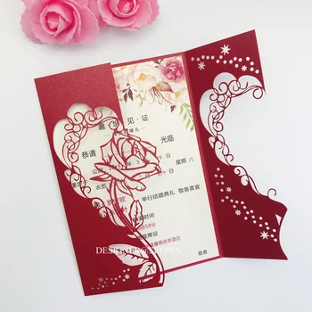 

20+Rose Shimmer Laser Cut Wedding Invitation Personalized Printing Sweet Fifteen Invitations Birthday Party Invites with Envelop