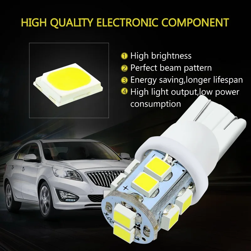 Safego 10x T10 W5W 10 SMD 1210 3528 Светодиодный Световой индикатор автомобиля Интерьер Клин