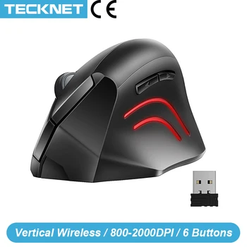 

TeckNet Wireless Mouse Vertical Mouse Ergonomic Optical 800 1200 2000 DPI 6 Buttons Mouse for Windows MAC OS