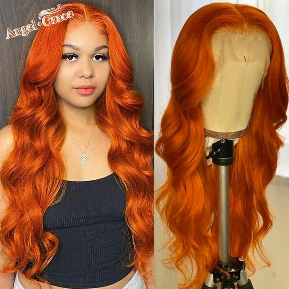 Ombre Orange Color Lace Front Wig 4x4 Lace Closure Highlight Wig