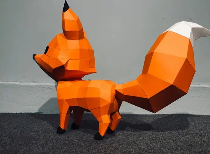 Маленькая лиса 32 см бумага 3D DIY материал ручной работы креативный домашний декор реквизит#3339 ручная работа милые геометрические бумажные фигурки