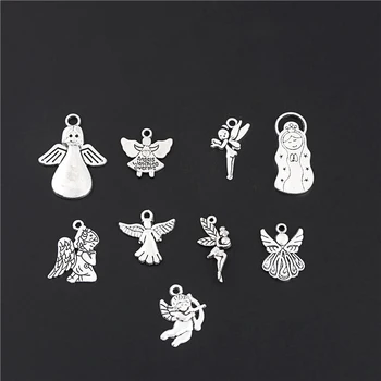 

18pcs Mix Silver Color Made For An Angel Charms Flower Fairy Pendant DIY Handmade Jewelry Making Accessorie M147